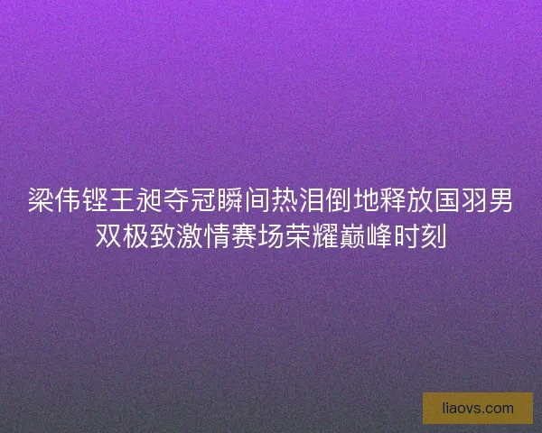 梁伟铿王昶夺冠瞬间热泪倒地释放国羽男双极致激情赛场荣耀巅峰时刻
