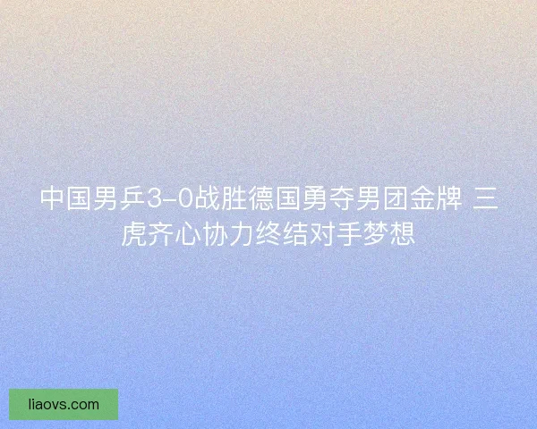 中国男乒3-0战胜德国勇夺男团金牌 三虎齐心协力终结对手梦想